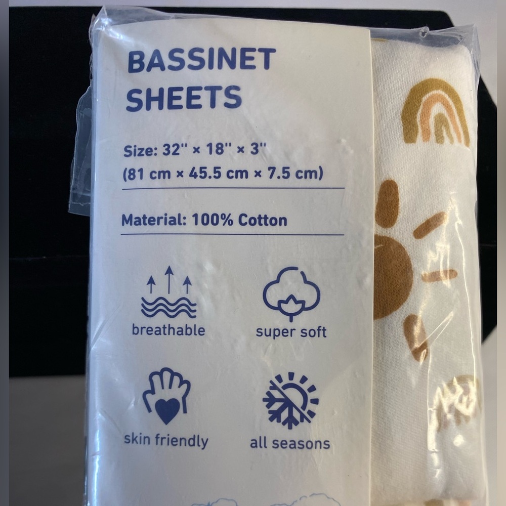 NWT Babebay pack of two bassinet sheets multicolor 100% cotton